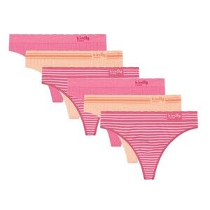 kindly Yours Women's Sustainable Seamless Thong Underwear, 6-Pack Size XS